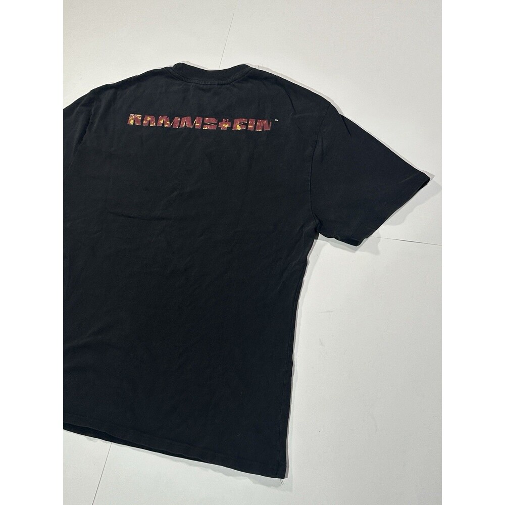 Vintage 90s Rammstein Burning Man T-Shirt Medium Blue Grape Black Band Fire RARE - Picture 11 of 12